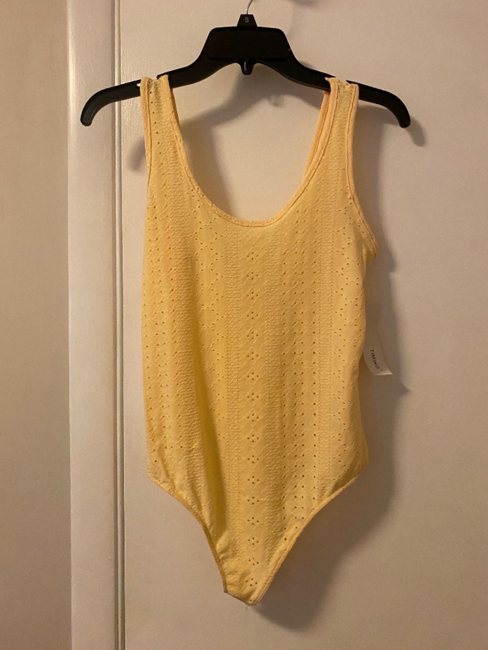Timing Los Angeles yellow body suit with eyelet detail